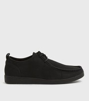 New Look Black Suedette Lace Up Boat Shoes